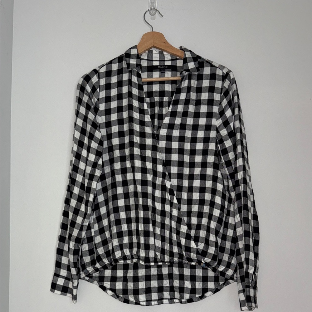 Madewell Small Black & White Gingham Button-Down Top